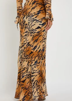 Dorris tiger-print chiffon maxi skirt