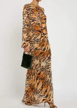 Dorris tiger-print chiffon maxi skirt