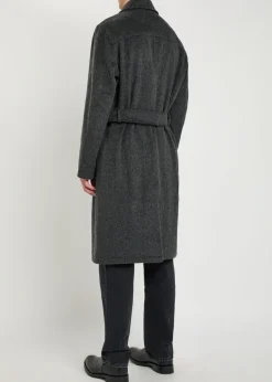Double-breasted belted wool-blend coat