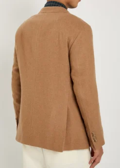 Double-breasted camel hair blazer