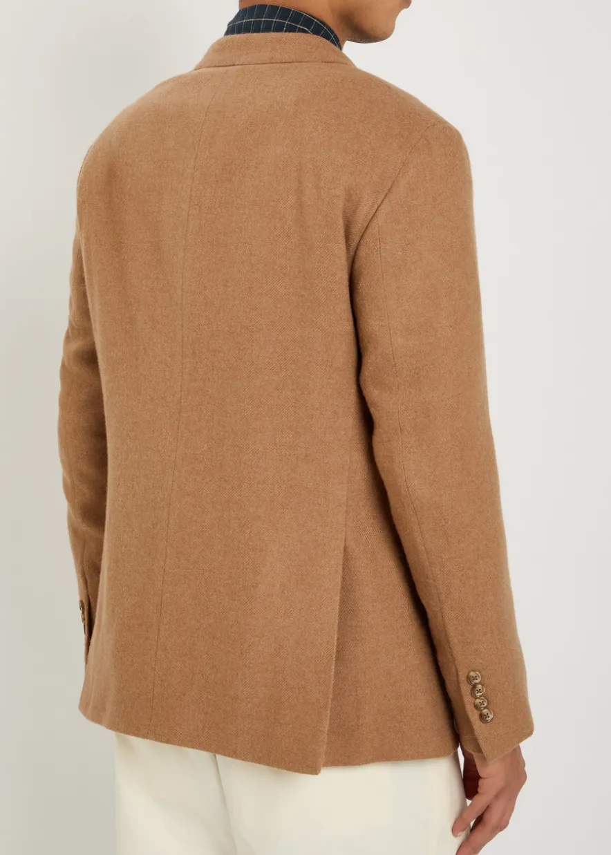 Double-breasted camel hair blazer