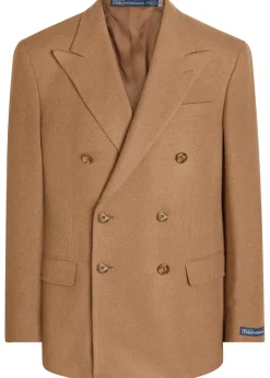 Double-breasted camel hair blazer