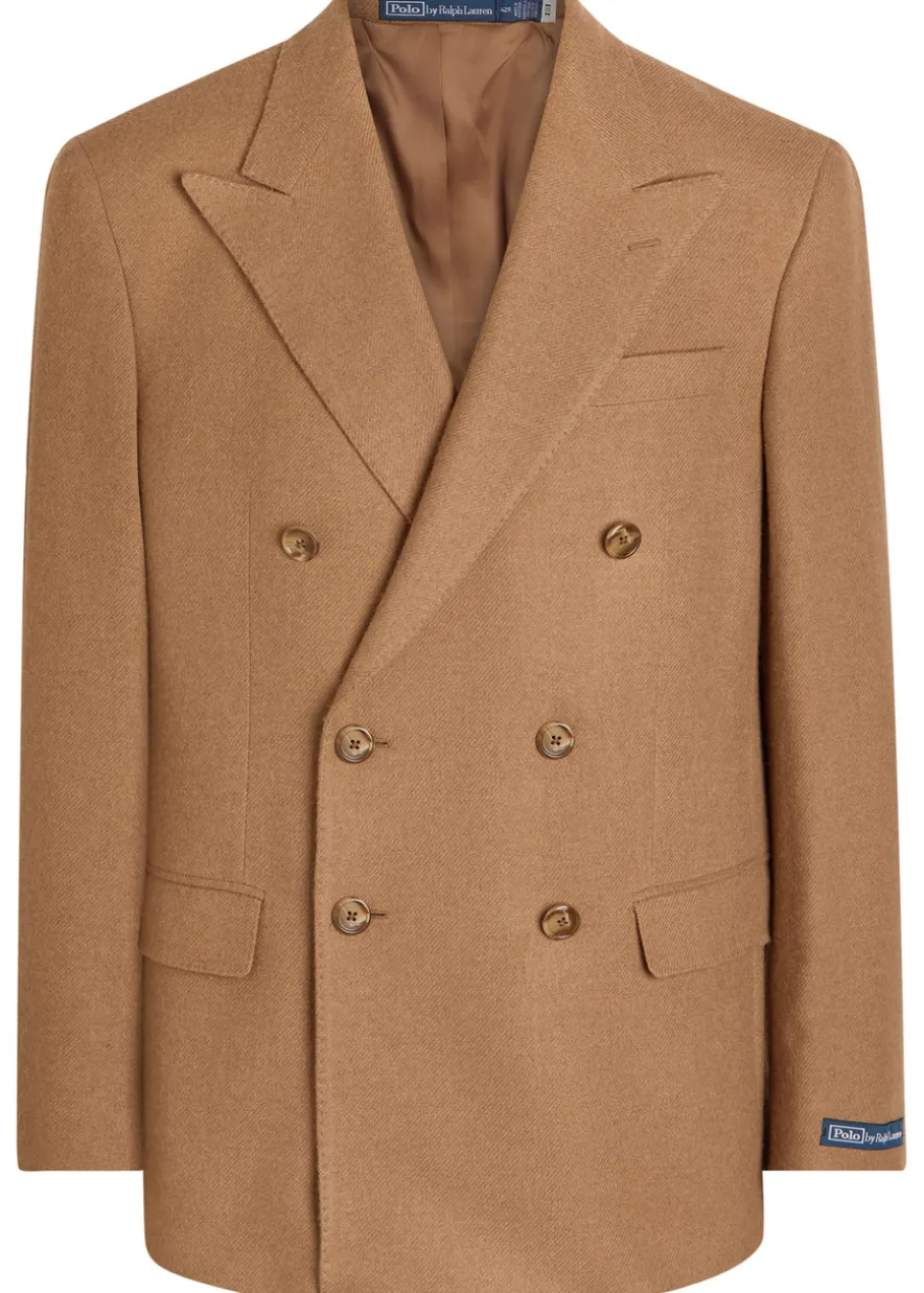 Double-breasted camel hair blazer