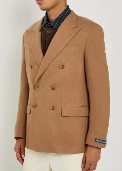 Double-breasted camel hair blazer
