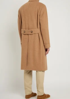 Double-breasted camel hair coat