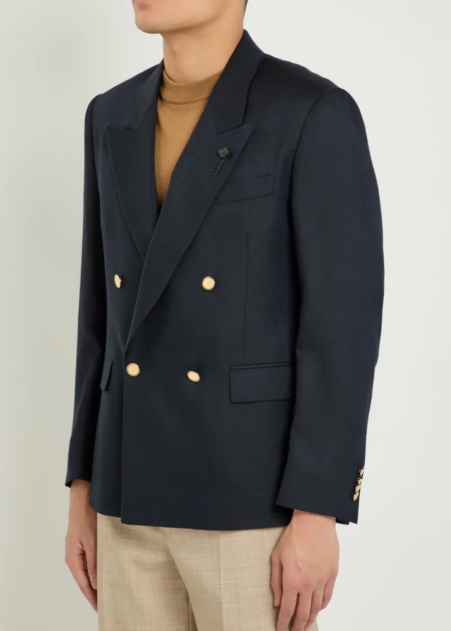 Double-breasted cashmere and wool-blend blazer