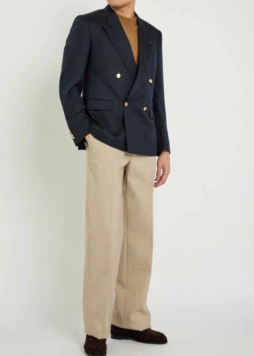 Double-breasted cashmere and wool-blend blazer