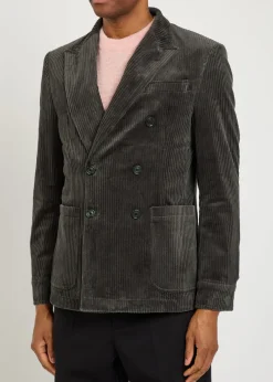 Double-breasted corduroy blazer
