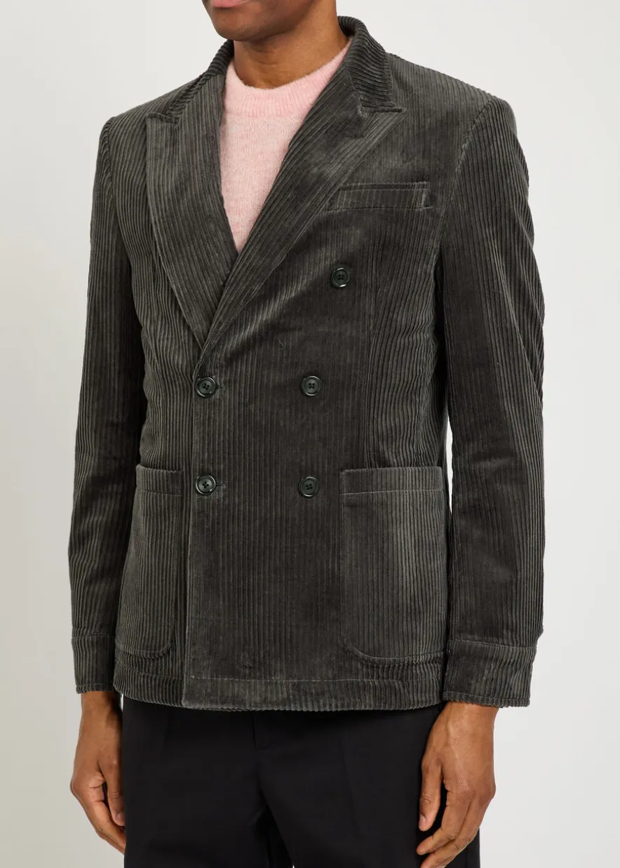 Double-breasted corduroy blazer