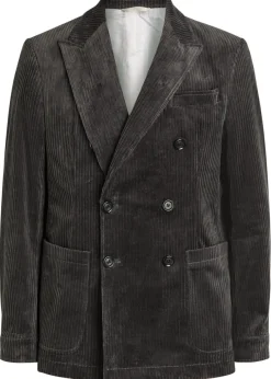 Double-breasted corduroy blazer