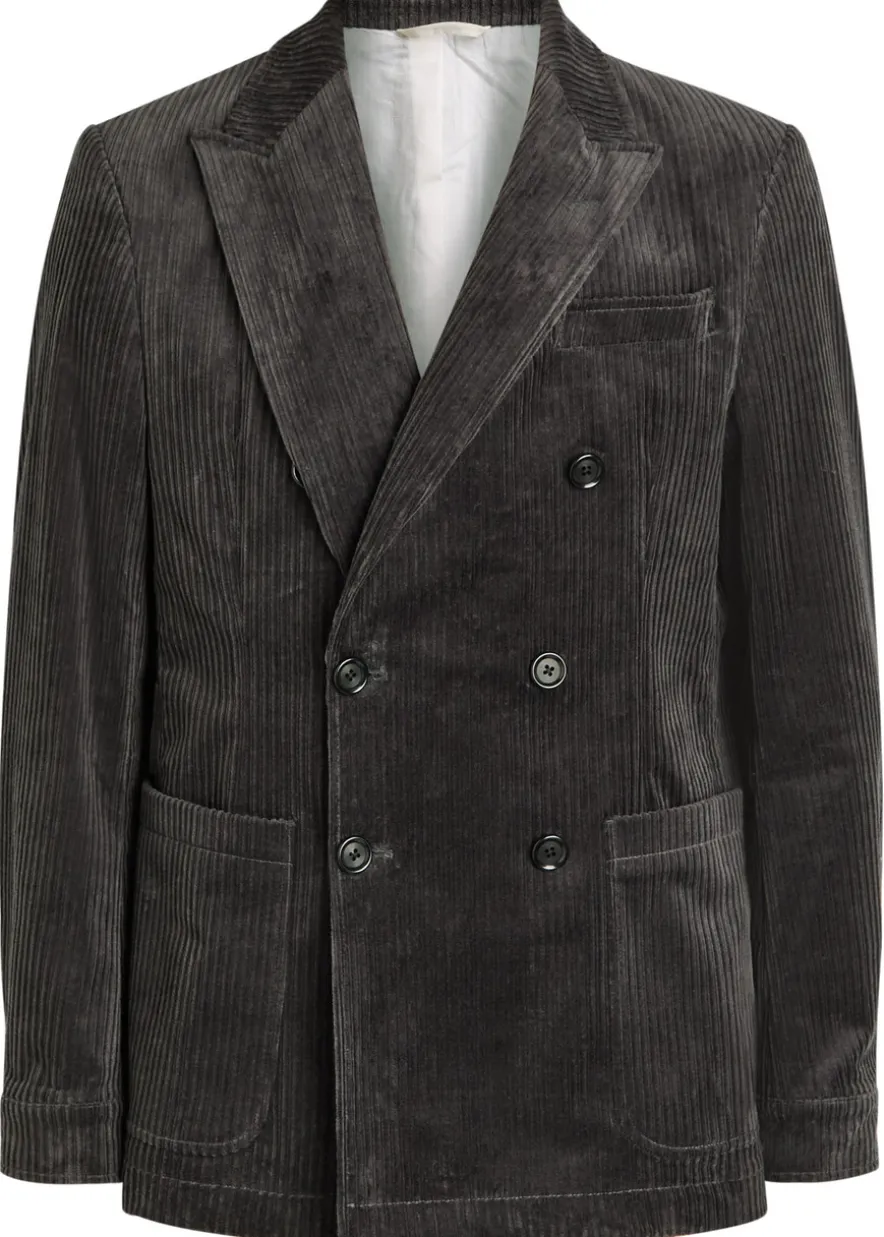Double-breasted corduroy blazer