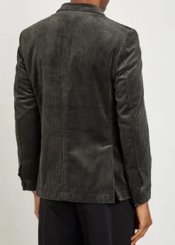 Double-breasted corduroy blazer