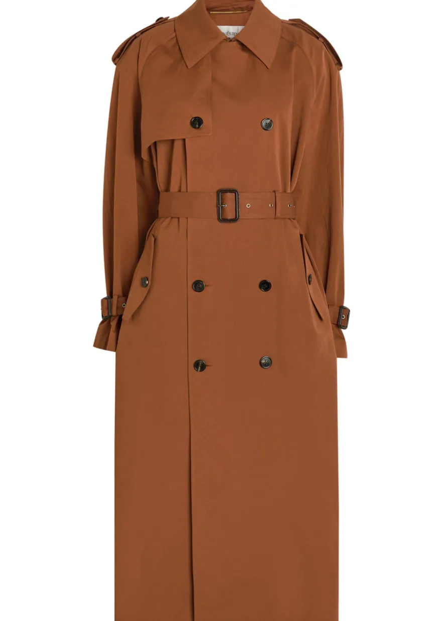 Double-breasted cotton and silk-blend trench coat