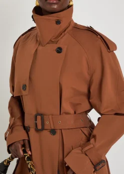 Double-breasted cotton and silk-blend trench coat