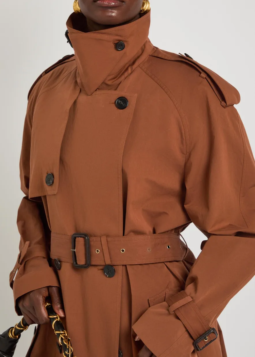 Double-breasted cotton and silk-blend trench coat