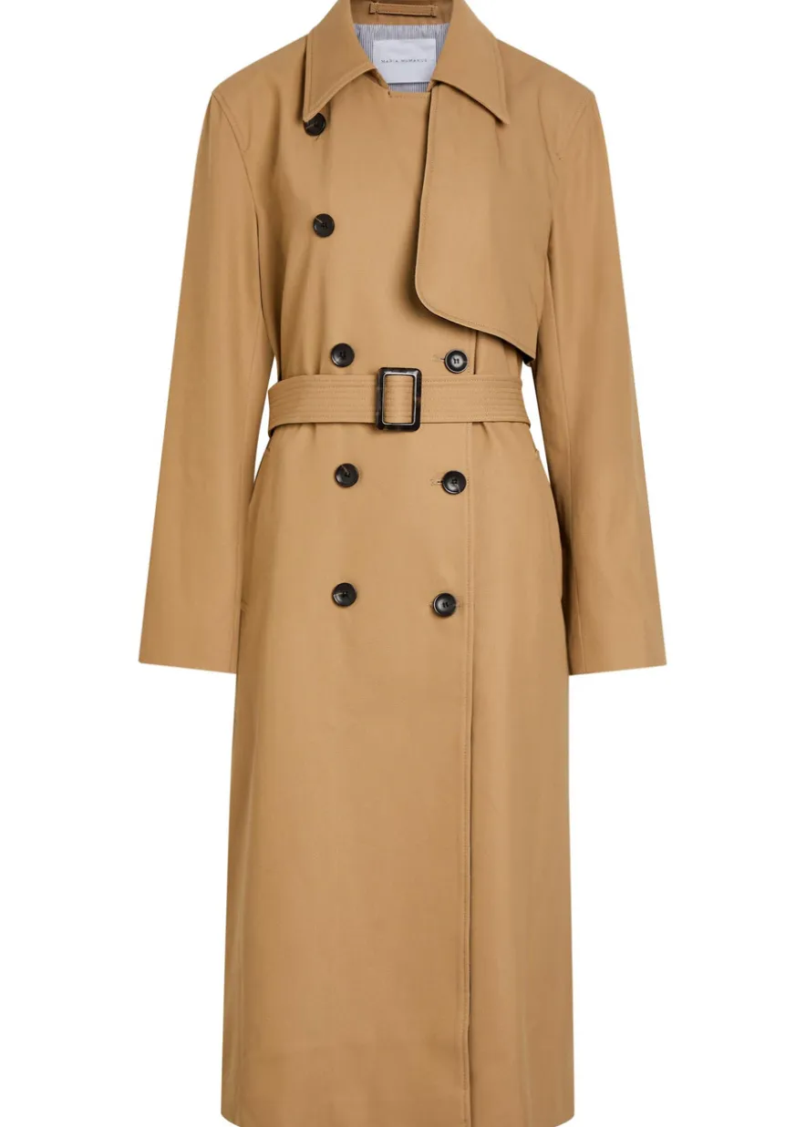 Double-breasted cotton trench coat