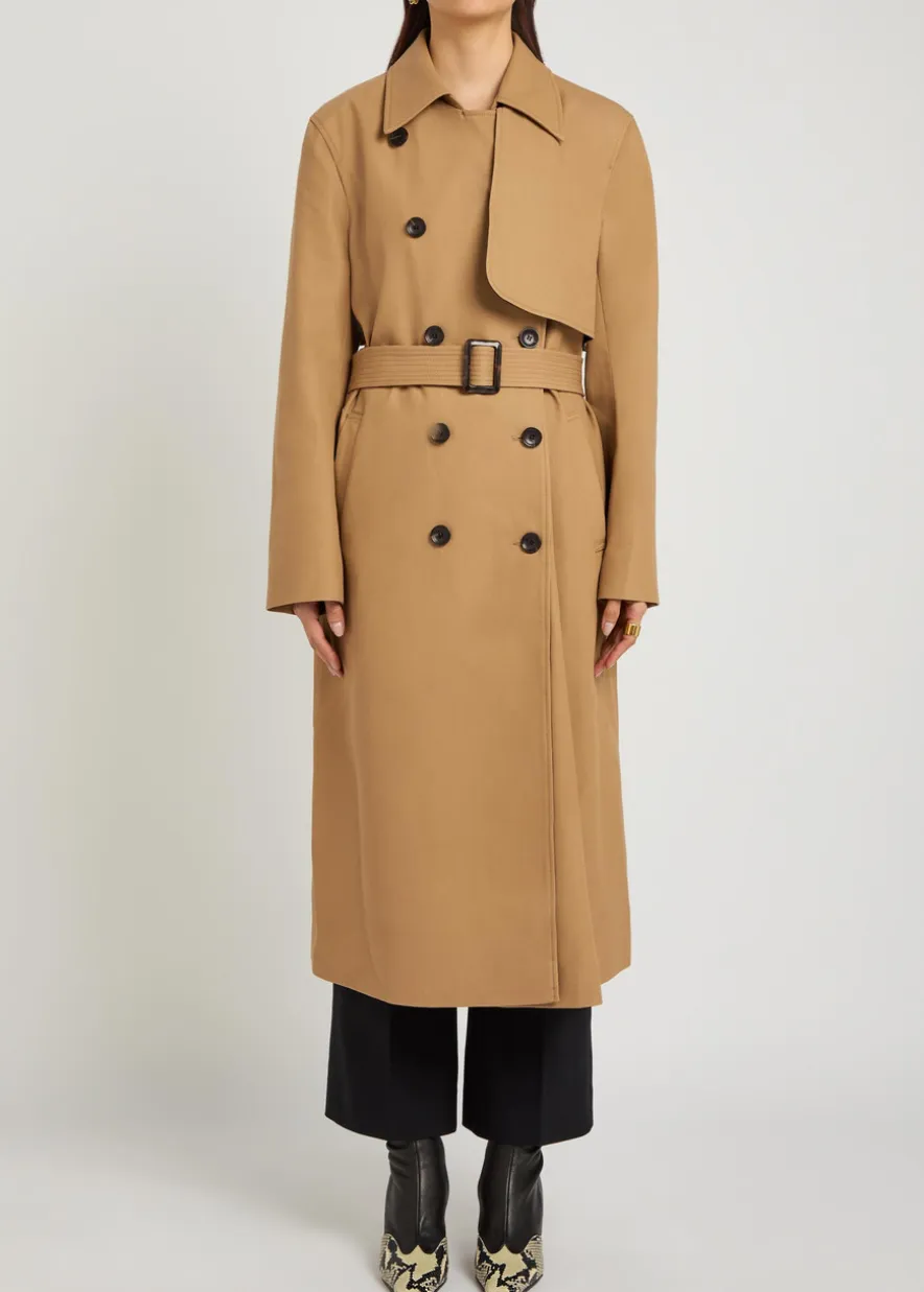 Double-breasted cotton trench coat