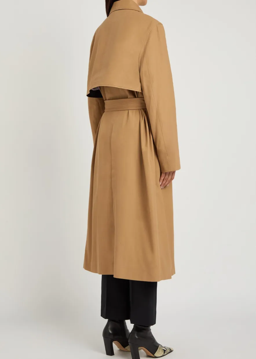 Double-breasted cotton trench coat