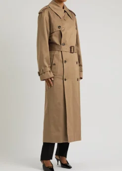 Double-breasted cotton twill trench coat