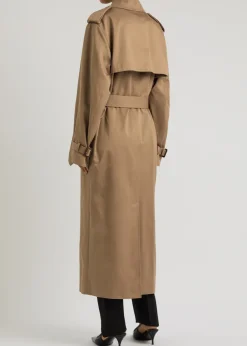Double-breasted cotton twill trench coat