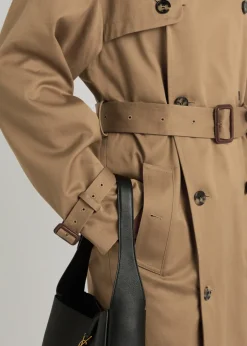 Double-breasted cotton twill trench coat