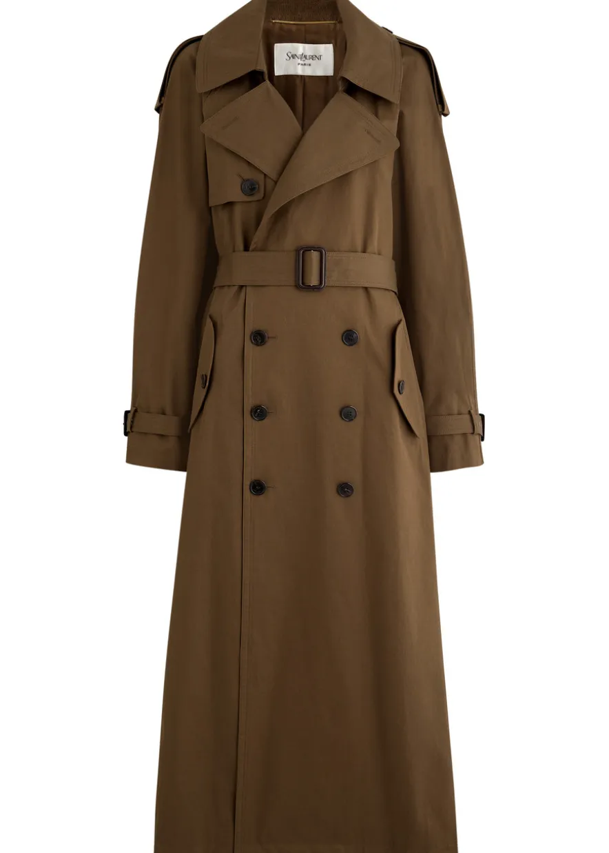 Double-breasted cotton-twill trench coat