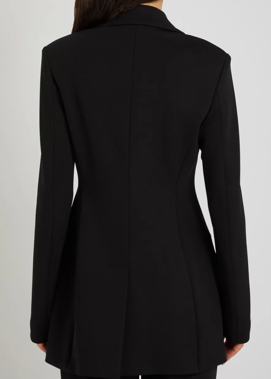 Double-breasted fitted jersey blazer
