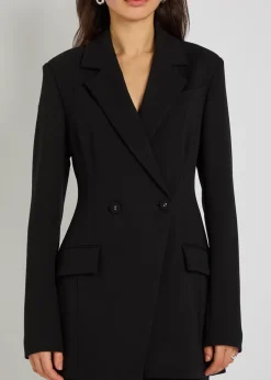Double-breasted fitted jersey blazer