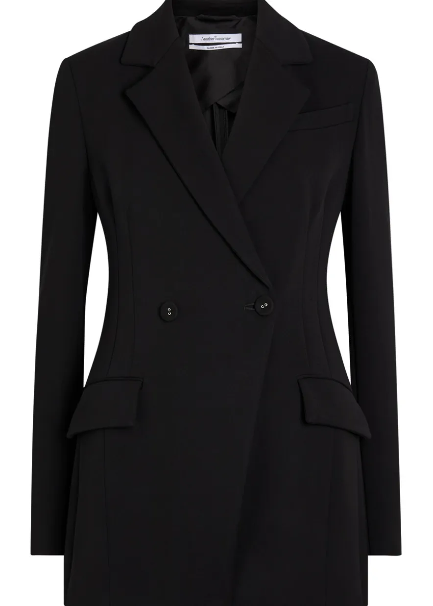 Double-breasted fitted jersey blazer