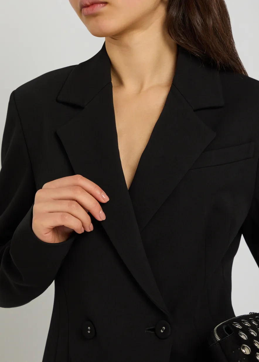 Double-breasted fitted jersey blazer
