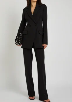 Double-breasted fitted jersey blazer