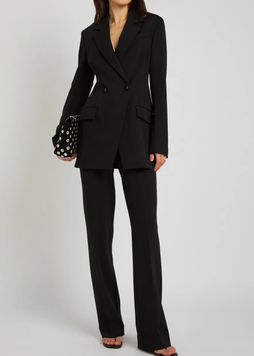 Double-breasted fitted jersey blazer