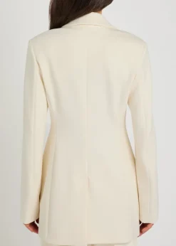 Double-breasted fitted jersey blazer