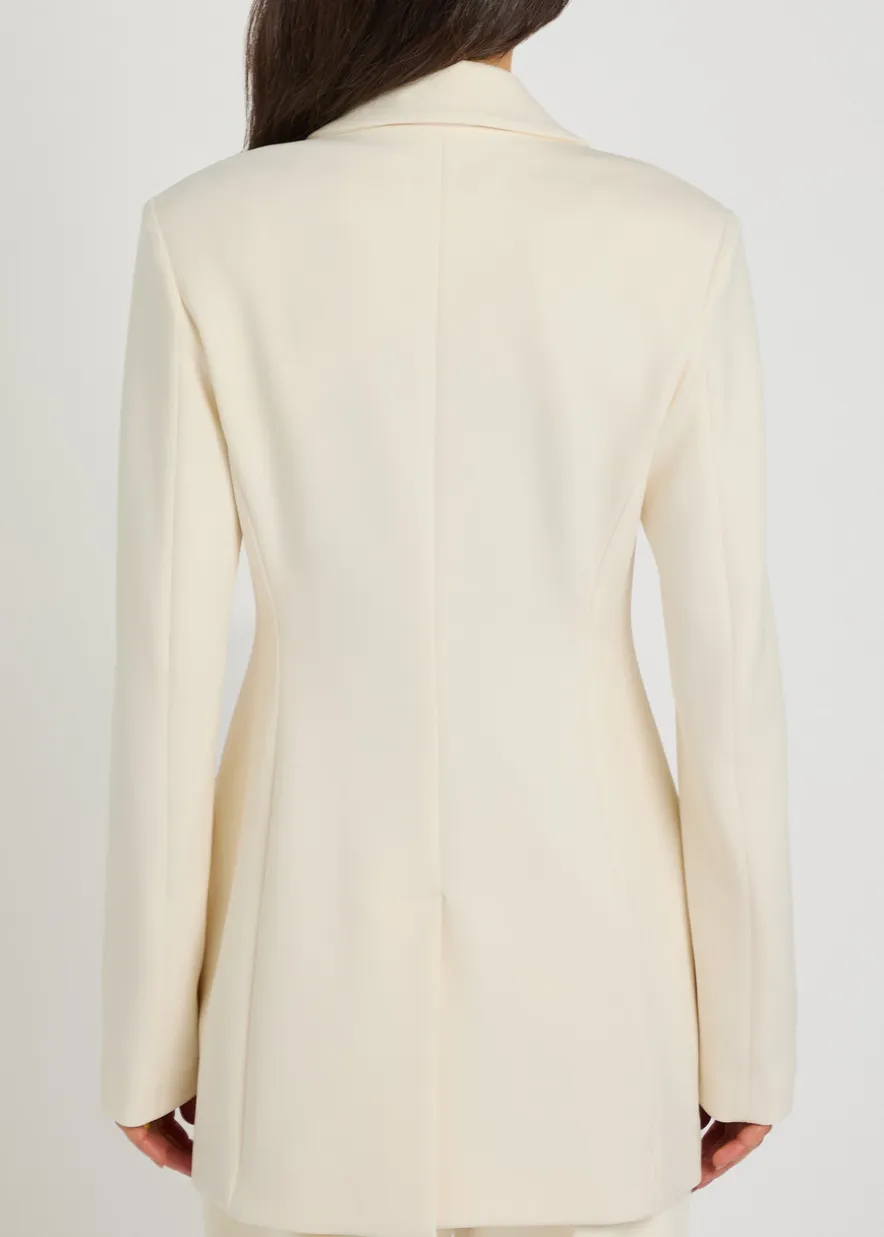 Double-breasted fitted jersey blazer