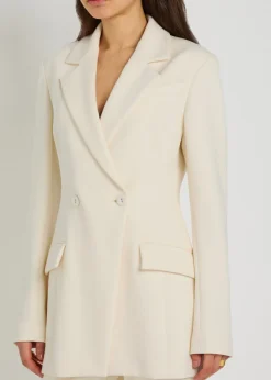 Double-breasted fitted jersey blazer