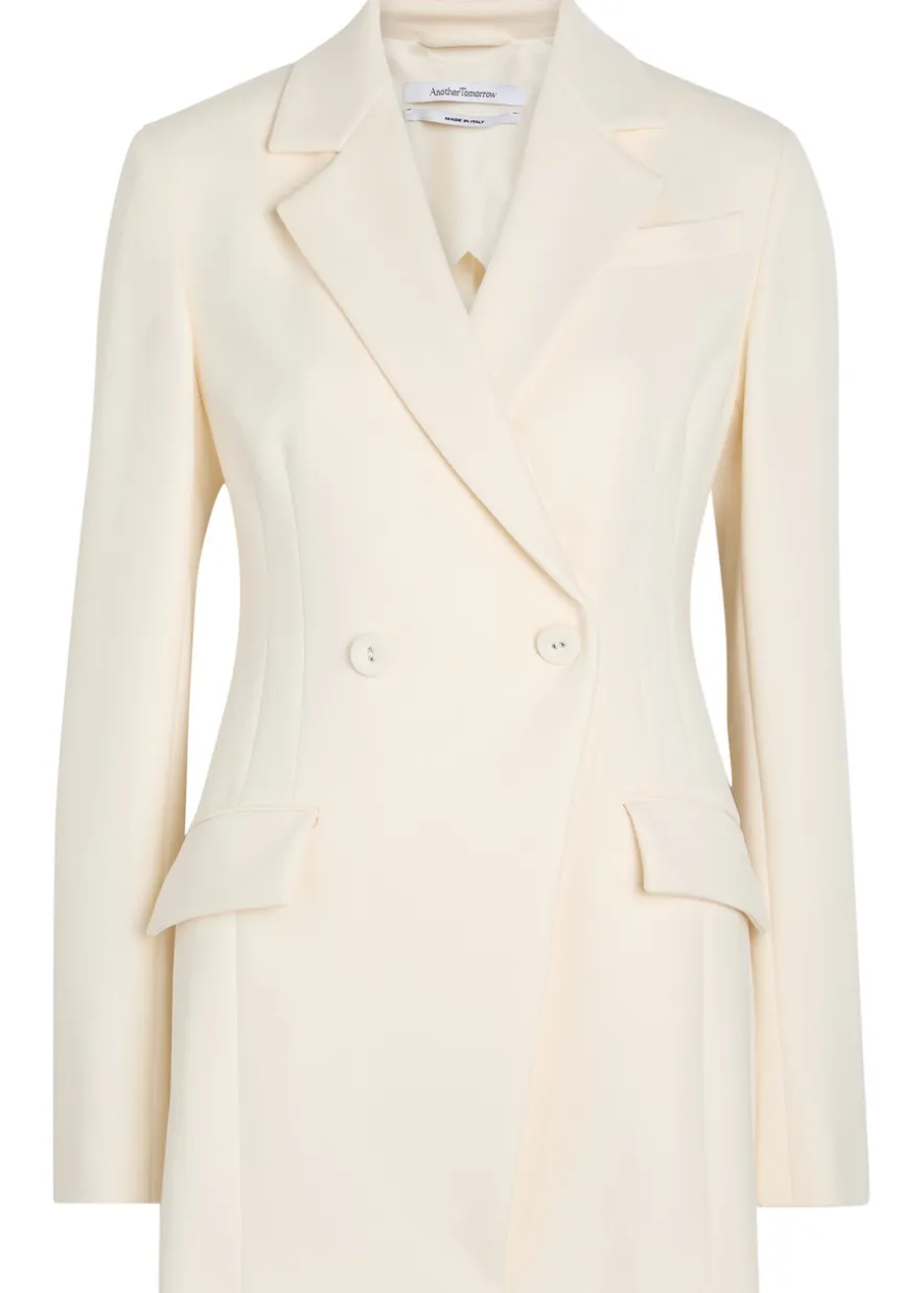 Double-breasted fitted jersey blazer