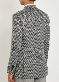 Double-breasted herringbone silk blazer