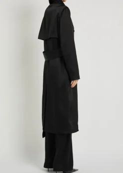 Double-breasted satin trench coat