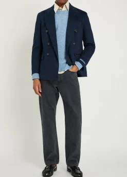Double-breasted stretch-cotton blazer