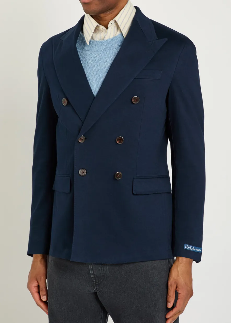 Double-breasted stretch-cotton blazer