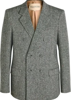 Double-breasted tweed blazer