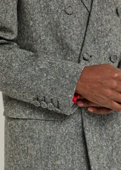 Double-breasted tweed blazer
