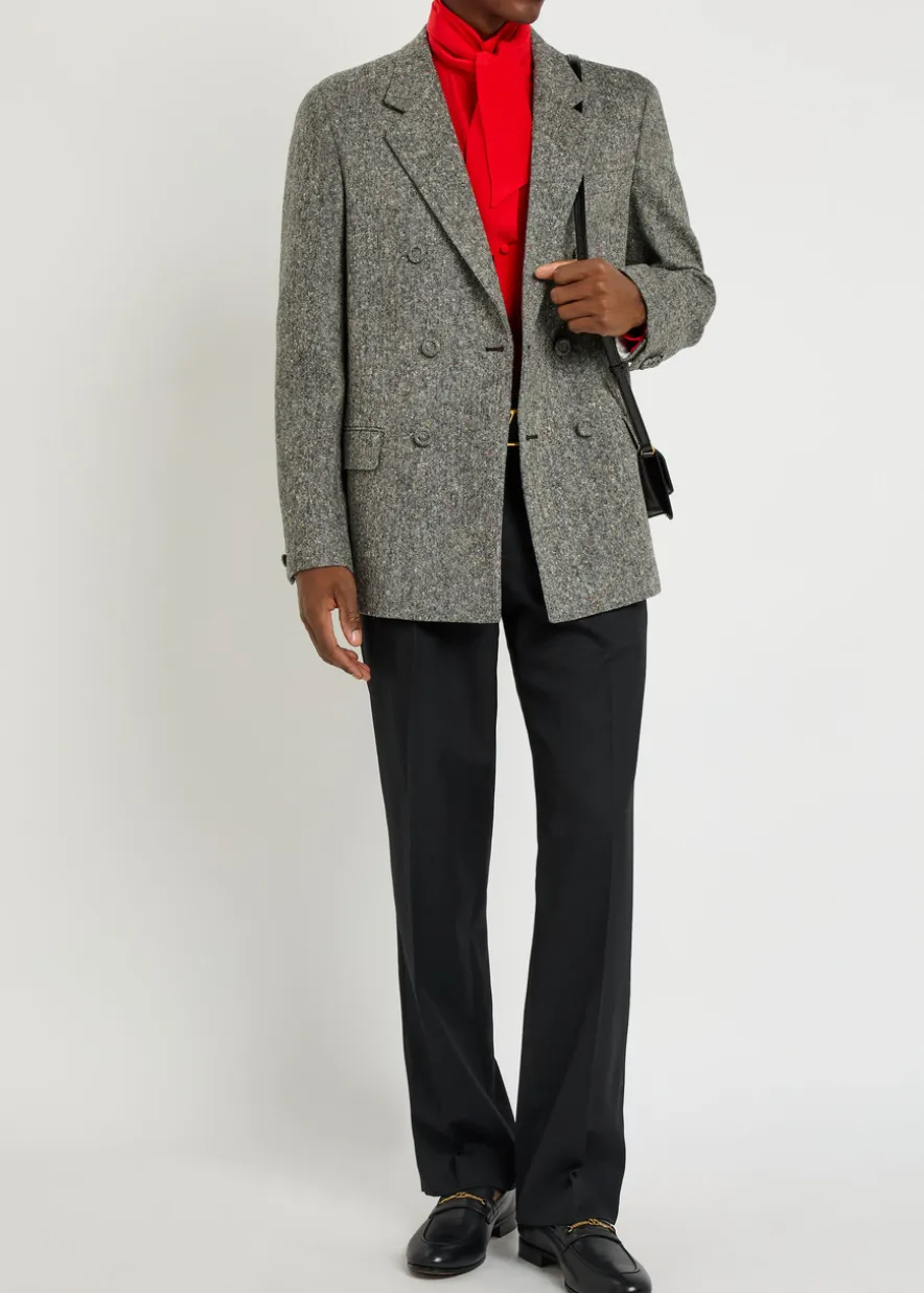 Double-breasted tweed blazer
