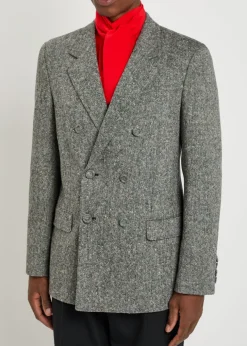 Double-breasted tweed blazer