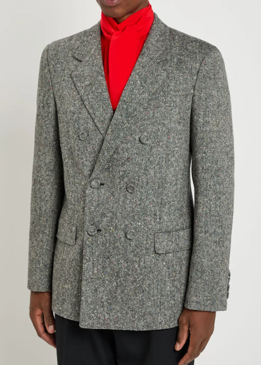 Double-breasted tweed blazer