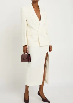 Double-breasted twill blazer