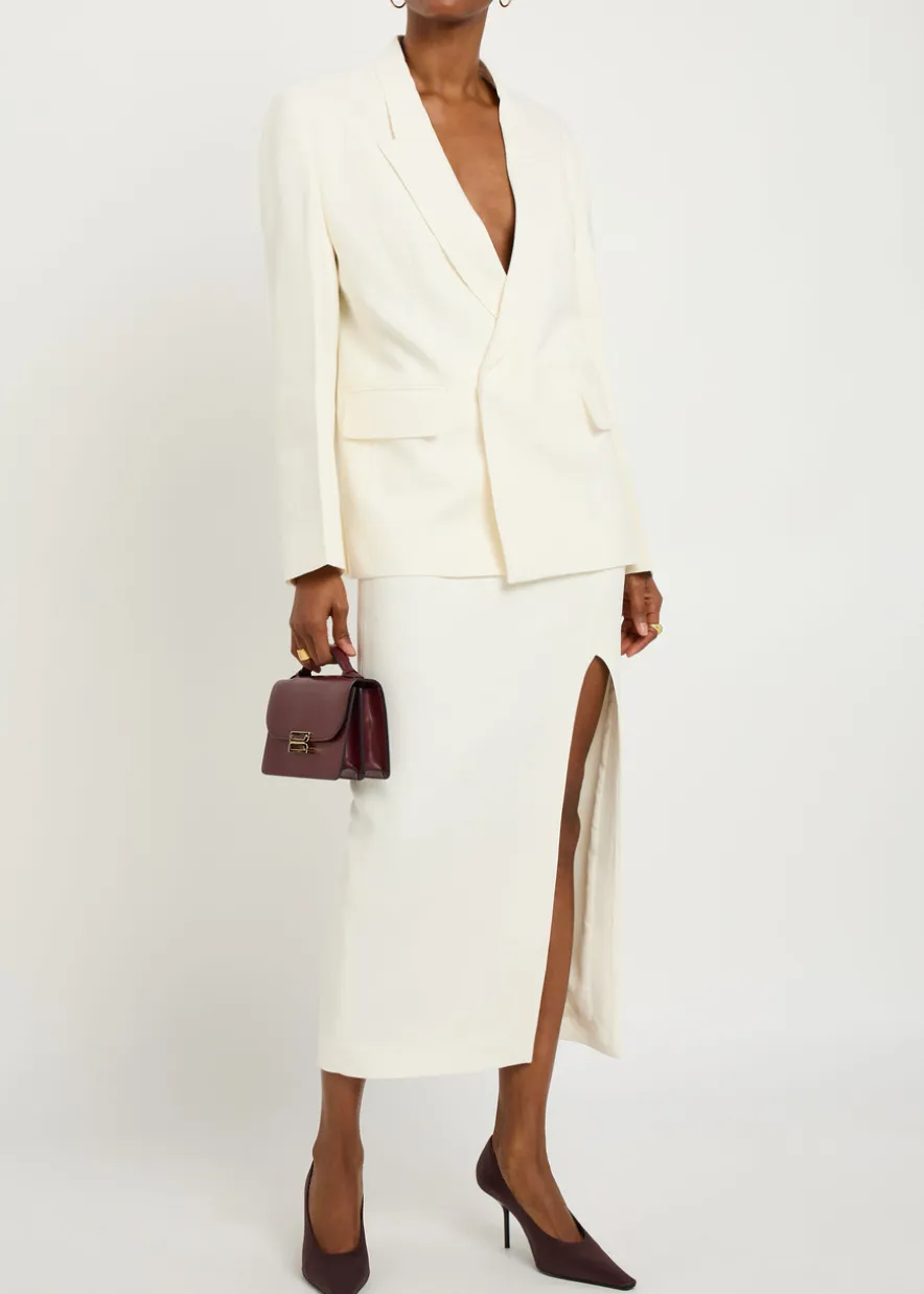 Double-breasted twill blazer