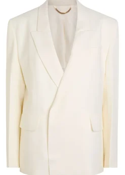Double-breasted twill blazer