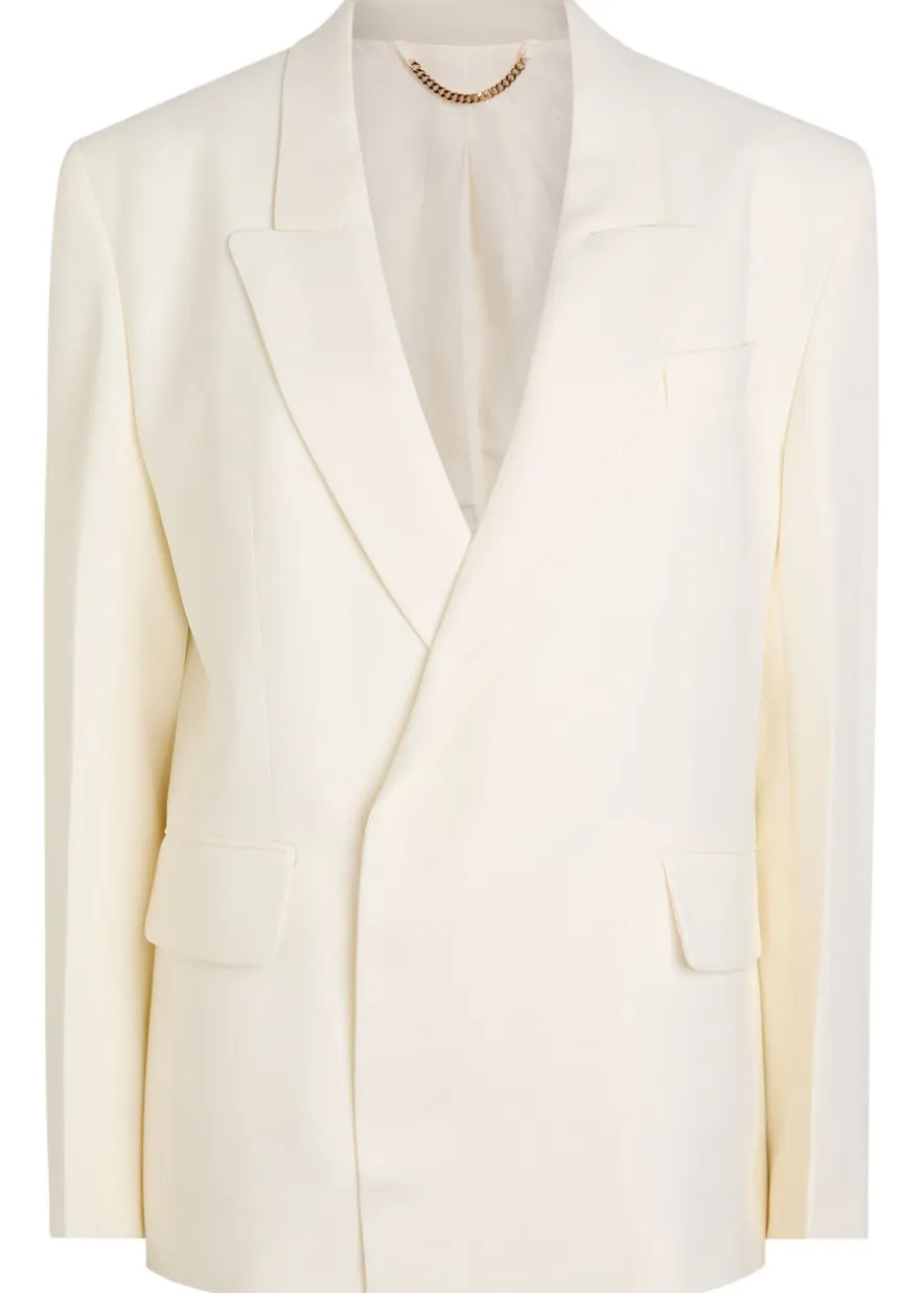 Double-breasted twill blazer