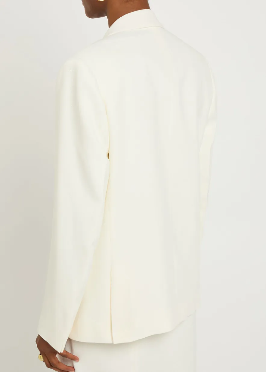 Double-breasted twill blazer